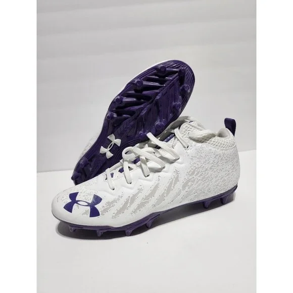 Under Armour Spotlight Football Cleats 4D Foam White Purple 3023963-103 Men 8.5 - Picture 1 of 10